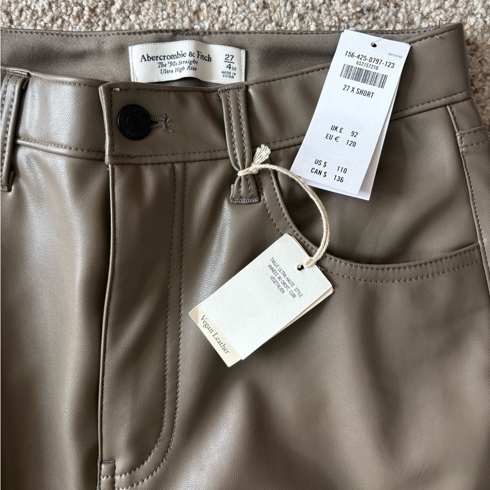Abercrombie & Fitch 90s Straight Ultra High Rise Leather Pants